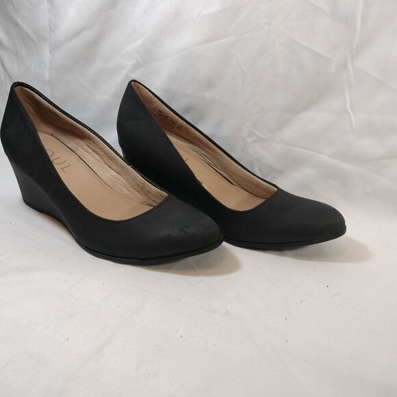 Naturalizer SOUL (Glimmer) Black Wedge Pump - Picture 4 of 8